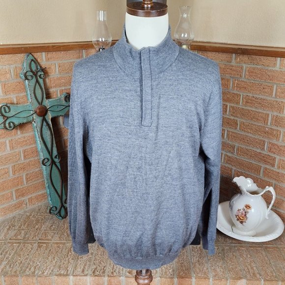 Alan Flusser Merino Wool Blend 1/4 Zip Pullover Sweater Gray Size XXL - Picture 4 of 7
